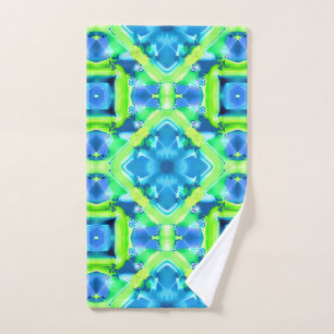 Cobalt Blue und Lime Green Gefärbte Krawatte Muste Badhandtuch Set