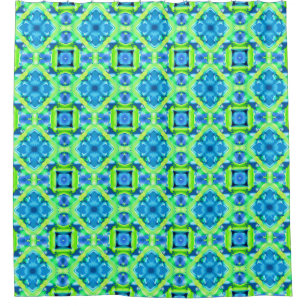 Cobalt Blue und Lime Green Gefärbte Krawatte Muste Duschvorhang