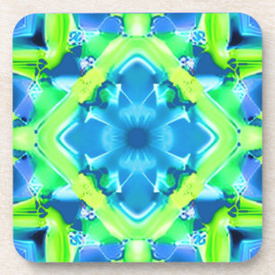 Cobalt Blue und Lime Green Gefärbte Krawatte Muste Getränkeuntersetzer