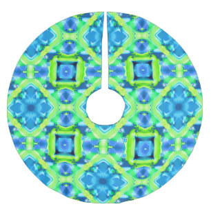 Cobalt Blue und Lime Green Gefärbte Krawatte Muste Polyester Weihnachtsbaumdecke