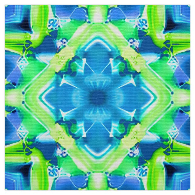 Cobalt Blue und Lime Green Gefärbte Krawatte Muste Stoff (Muster)