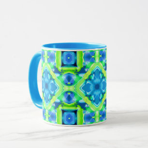 Cobalt Blue und Lime Green Gefärbte Krawatte Muste Tasse