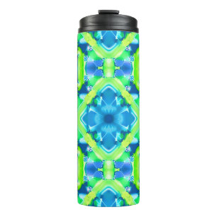 Cobalt Blue und Lime Green Gefärbte Krawatte Muste Thermosbecher