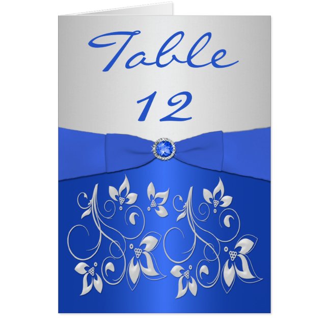 Cobalt Blue und Silver Tischnummer Card (Vorne)