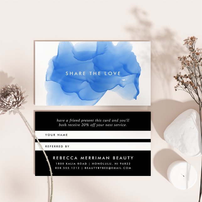 Cobalt Blue Watercolor Blot | Empfehlungskarte (Von Creator hochgeladen)