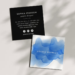 Cobalt Blue Watercolor Blot | Soziale Medien Quadratische Visitenkarte