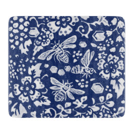 Cobalt Blue White Bee Woodland Tapestyle Schneidebrett