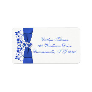Cobalt Blue White Hearts Rücksendeadresse Adressaufkleber