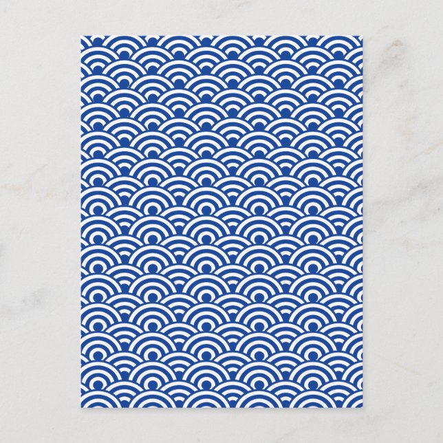 Cobalt Blue White Japanese Wave Muster Postkarte (Vorderseite)
