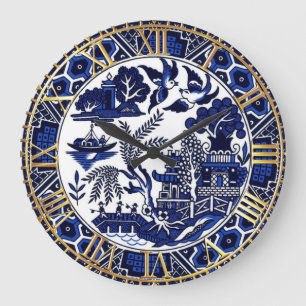 Cobalt Blue Willow Plate Design Uhr