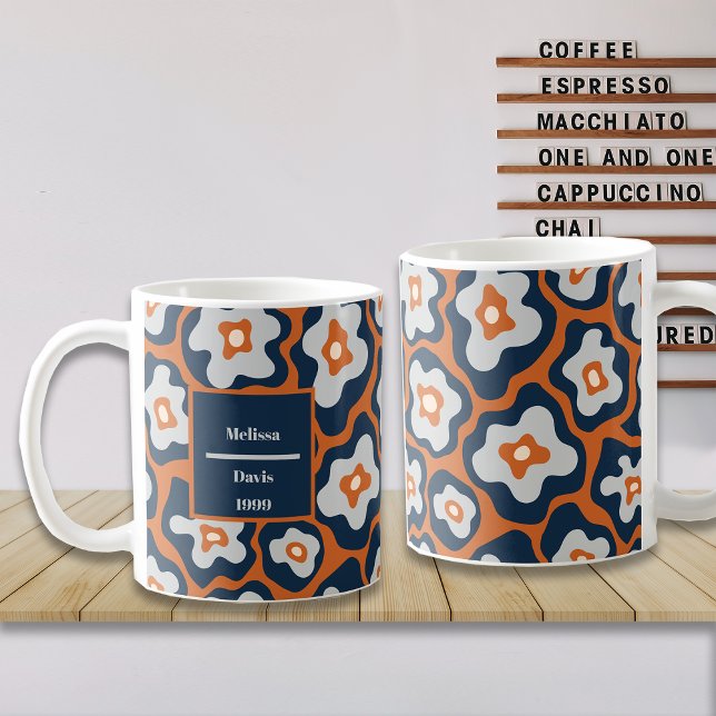 Cobalt Blues Rust Egg Blume Individuelle Name Kaffeetasse (Von Creator hochgeladen)
