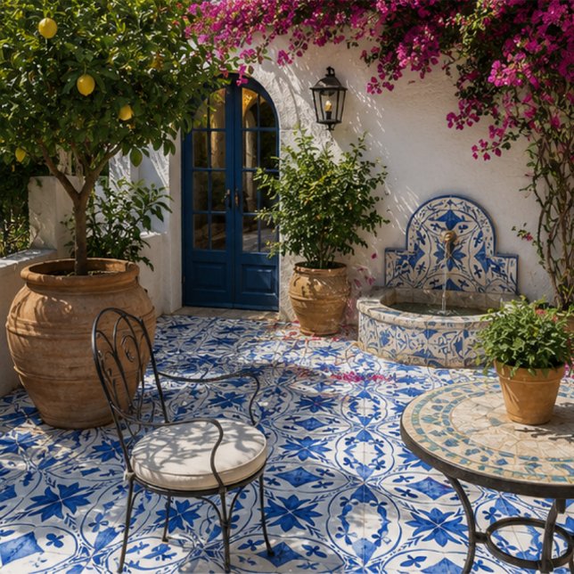 Cobalt Breeze Hand-Painted Blue Mediterranean Fliese (Von Creator hochgeladen)