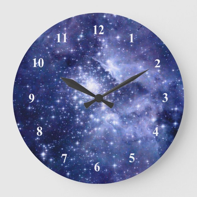 Cobalt Dreams Stars Galaxien Weltraum Universum Große Wanduhr (Vorderseite)