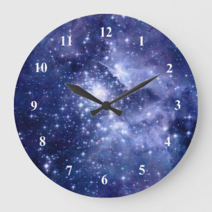 Cobalt Dreams Stars Galaxies Space Universe Große Wanduhr