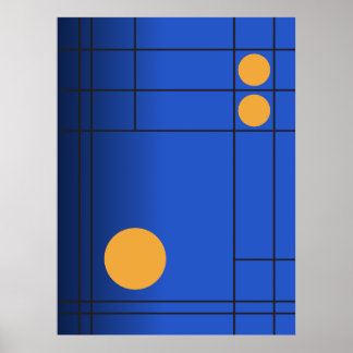 Cobalt Drift Nr. 1 Blaue und Bernsteinfarbene Geom Poster