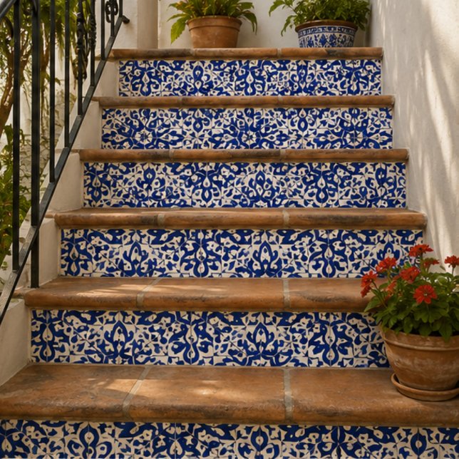 Cobalt Heritage Classic Blue and White Geometric  Fliese (Von Creator hochgeladen)
