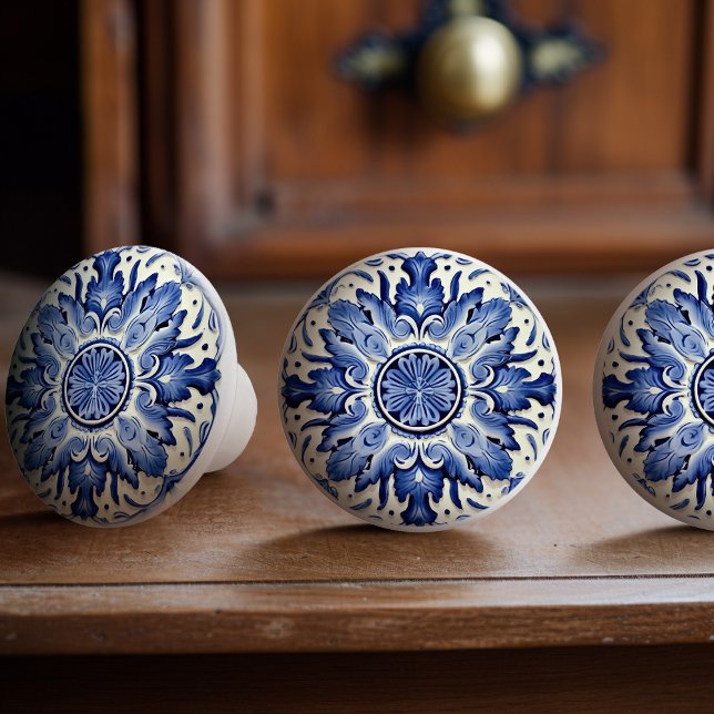 Cobalt Iberian Tiles Artistic Portugal Azulejo Keramikknauf (Von Creator hochgeladen)