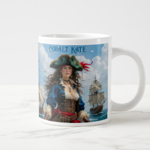 Cobalt Kate - Hochkontrast-Kapitänin einer Piratin Jumbo-Tasse
