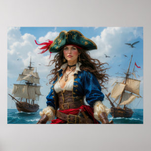 Cobalt Kate - Hochkontrast-Kapitänin einer Piratin Poster