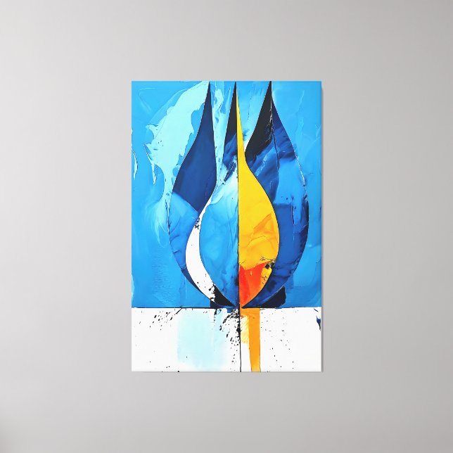 Cobalt Line Art Intrige Abstrakt Leinwanddruck (Vorderseite)