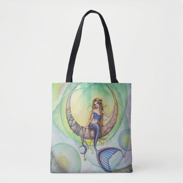 Cobalt Moon Mermaid Fantasy Art Traumtasche (Vorderseite)