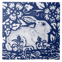 Cobalt Navy Blue Rabbit Bunny Dedham Delft Morris Fliese