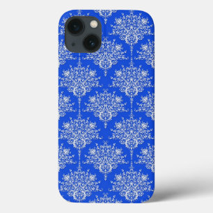 Cobalt Royal Blue und White Damask Case-Mate iPhone Hülle