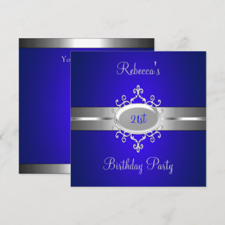 Cobalt Silver Jewel 21. Elegante Geburtstagsparty Einladung