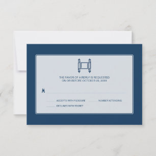 Cobalt Simple Torah Bar Mitzvah UAWG RSVP Karte