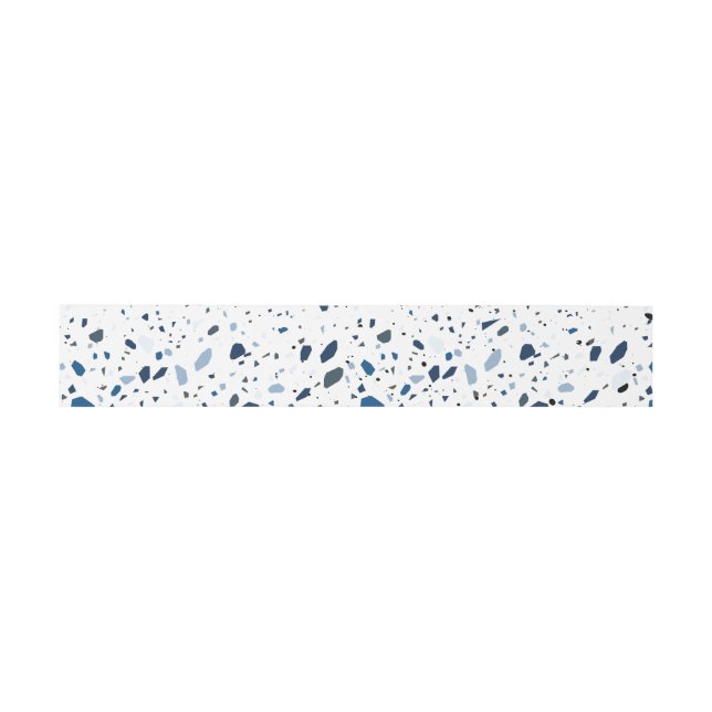 Cobalt Stone Blue Terrazzo Wedding Einladungsbanderole (Flach)