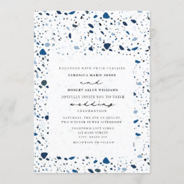 Cobalt Stone Terrazzo Moderne Hochzeit Einladung