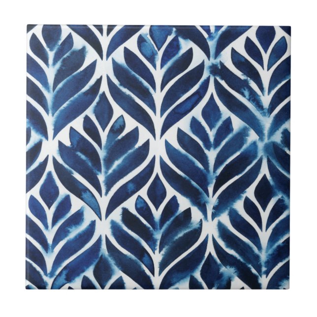 Cobalt Watercolor Tiles IV Fliese (Vorderseite)