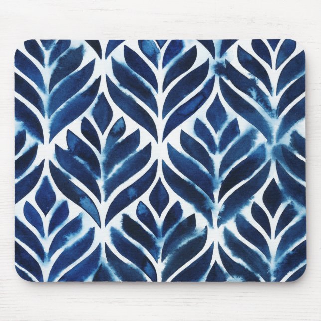 Cobalt Watercolor Tiles IV Mousepad (Vorne)