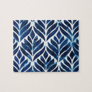 Cobalt Watercolor Tiles IV Puzzle