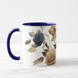 Cobalt White Flowers Tasse