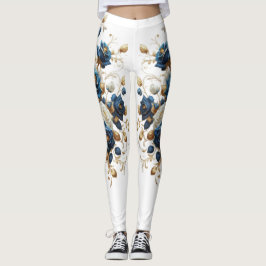 Cobalt White Flowers United Leggings
