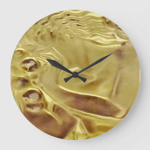 Cobaltmoondesign, Kunst, Uhr, Golddame, Glas, Große Wanduhr