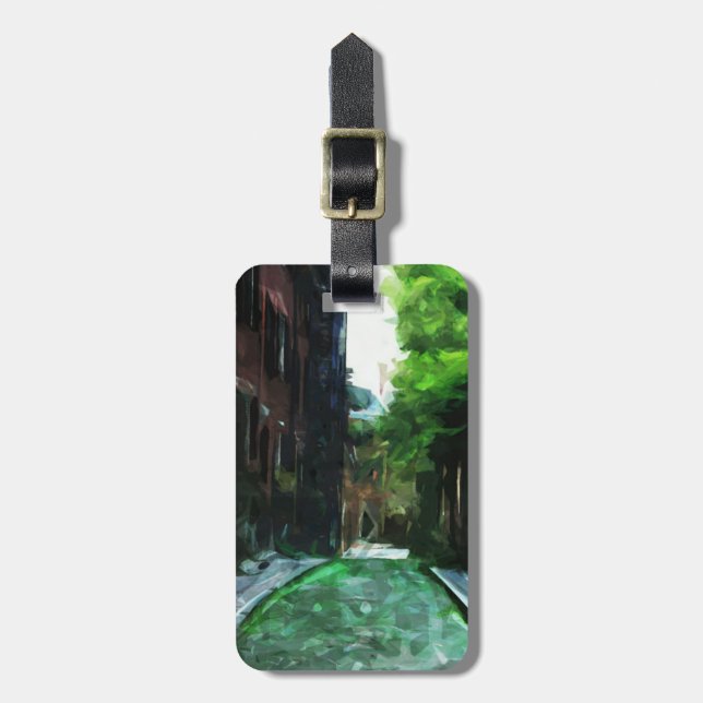 Cobblestone Street Beacon Hill Boston Abstrakt Gepäckanhänger (Vorderseite vertikal)