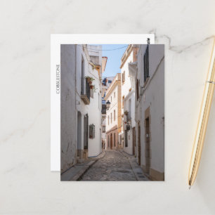 Cobblestone Street in Spanien - Vintages Europa Postkarte