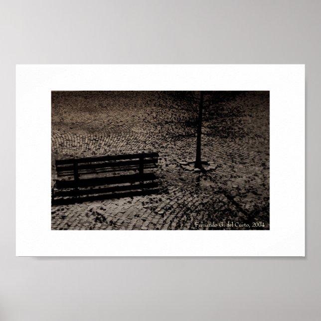 Cobblestoned Street & Bench Poster (Vorne)