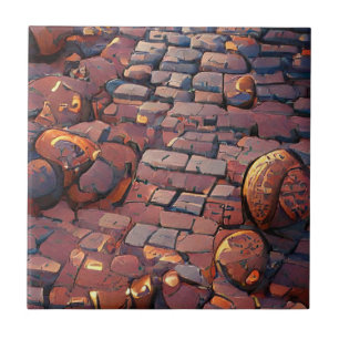 Cobblestones goldbraune Ziegelgrafik Fliese