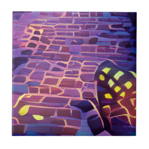 Cobblestones Hintergrundbeleuchtung lila gelbe Gra Fliese