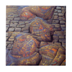 Cobblestones surreale magische Farben grafische Ku Fliese