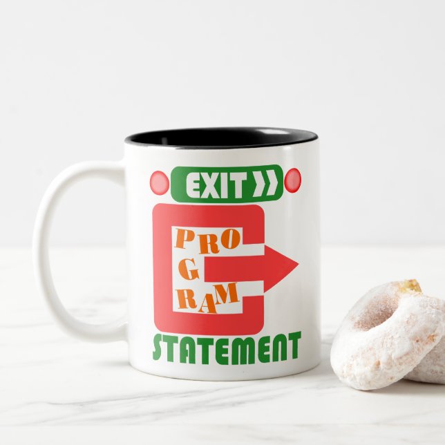 Cobol-Exit-Programm-Anweisung  Zweifarbige Tasse (Mit Donut)