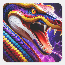 Cobra-farbige rote und gelbe Waage Quadratischer Aufkleber