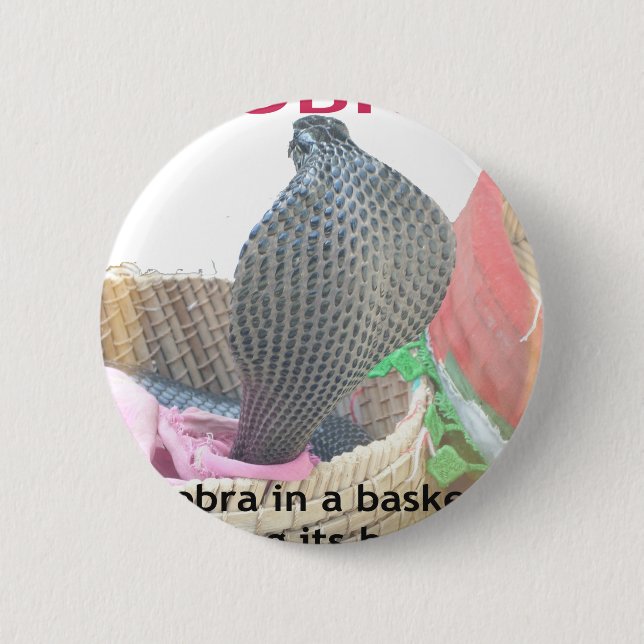 Cobra in Basket Art Print Button (Vorderseite)