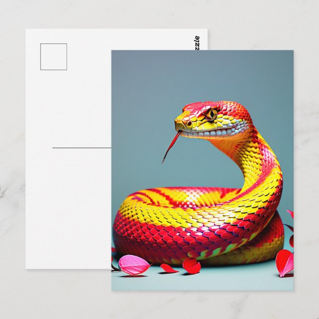 Cobra-Schlange mit lebendiger rot-gelber Waage Postkarte (Vorne/Hinten)