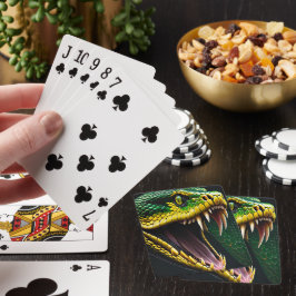 Cobra-Schlange mit lebhaften grünen und gelben Waa Spielkarten