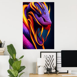 Cobra-Schlange mit lebhaften orangefarbenen und li Poster