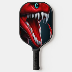 Cobra-Schlange mit lebhaften roten Schuppen und bl Pickleball Schläger